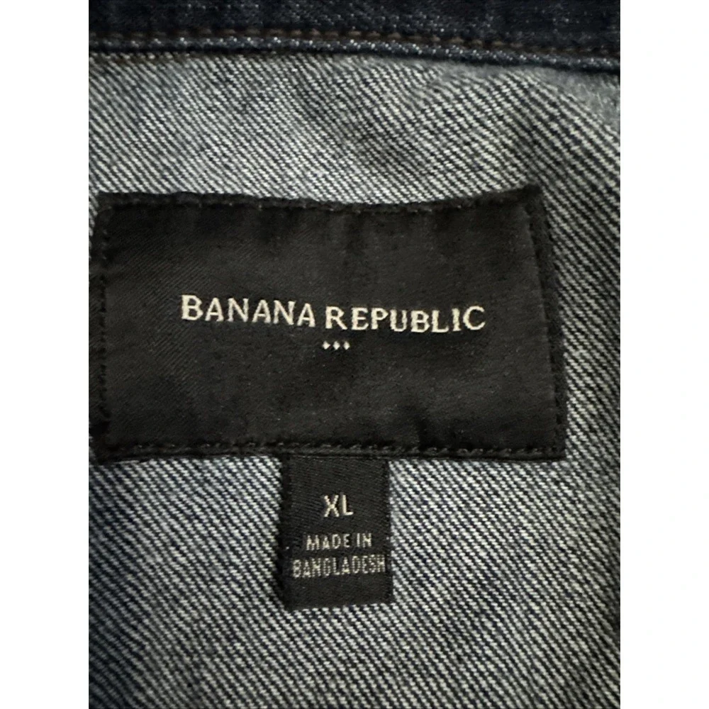 Banana Republic Denim Trucker Jacket Men's XL Blue Dark Wash Button Front